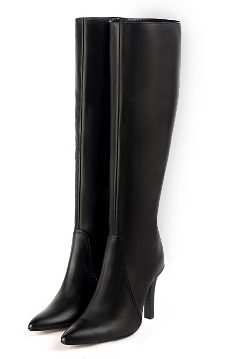 Satin black dress knee-high boots for women - Florence KOOIJMAN